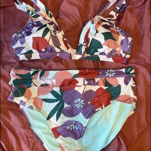 Time and Tru Floral Print Bikini